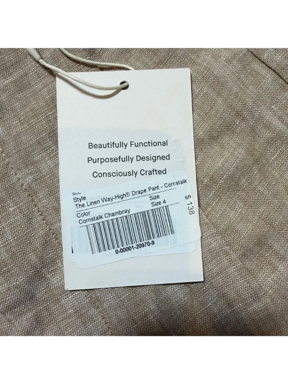 Everlane The Linen Way High Drape Pant Cornstalk Chambray Size 4 NWT